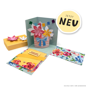 DIY Blumenstrauß Explosionsbox PDF Bastelvorlage 
