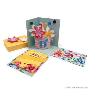 DIY Blumenstrauß Explosionsbox PDF Bastelvorlage 