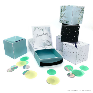 DIY PoppiBox "Blumen & Punkte" PDF Bastelvorlage 