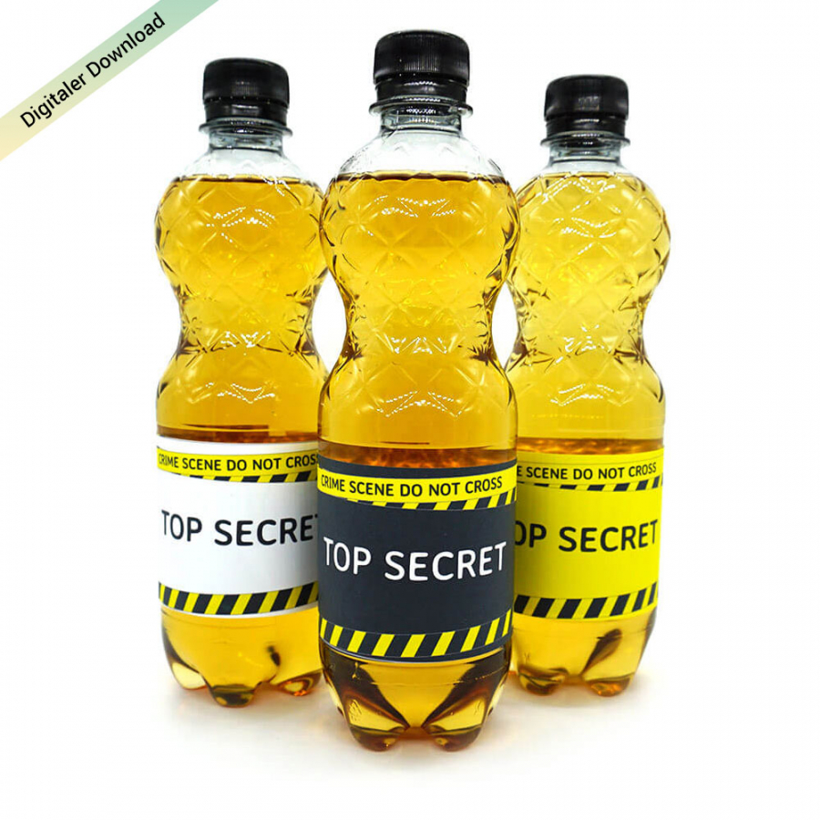 DIY Flaschenetiketten, Detektivparty Deko 