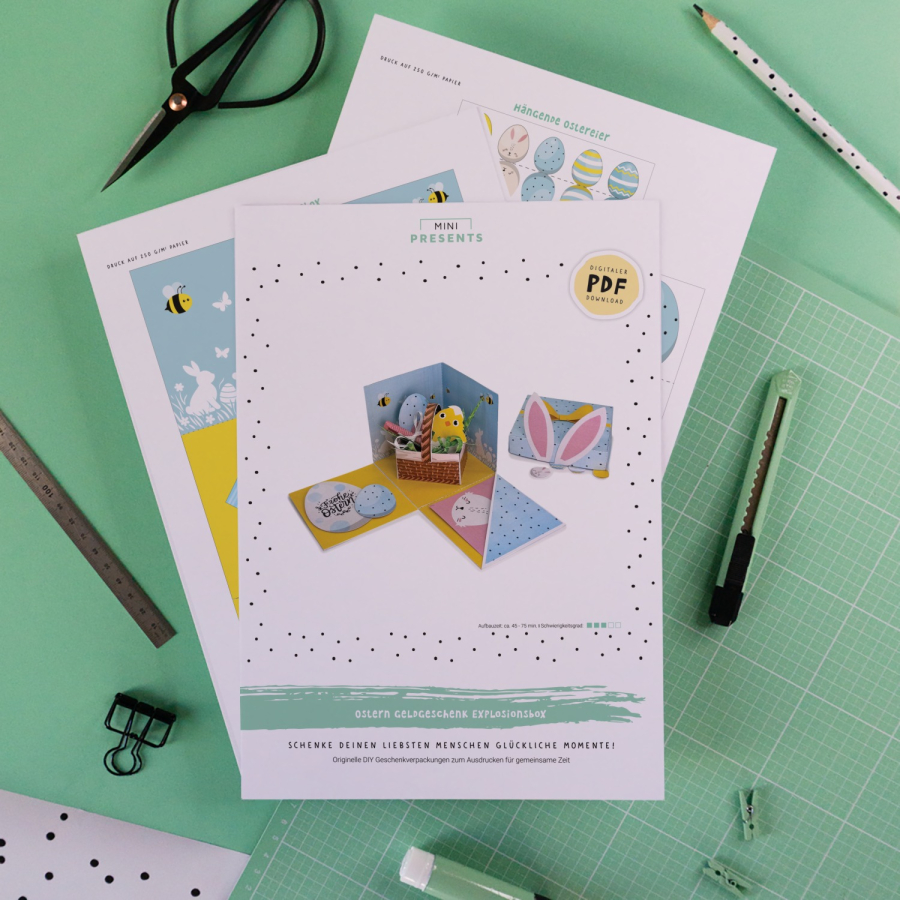 DIY Geldgeschenk Ostern Explosionsbox  – Bild 9